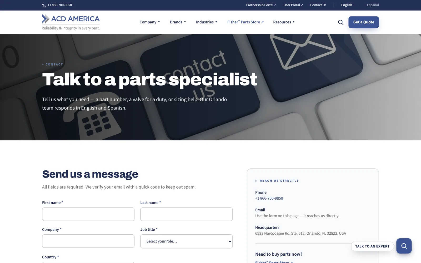 ACD America contact page