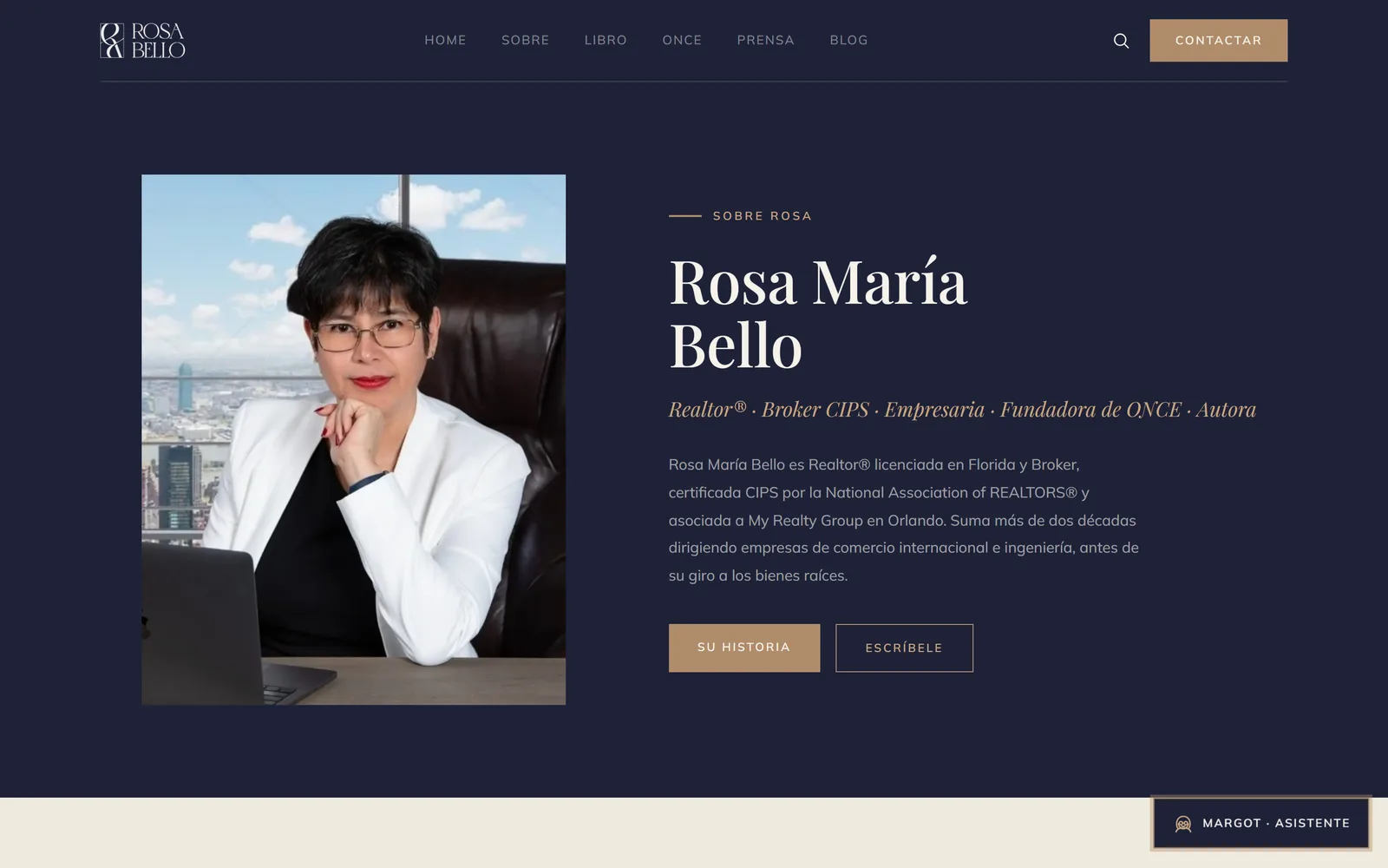 Her about page, "Sobre Rosa"